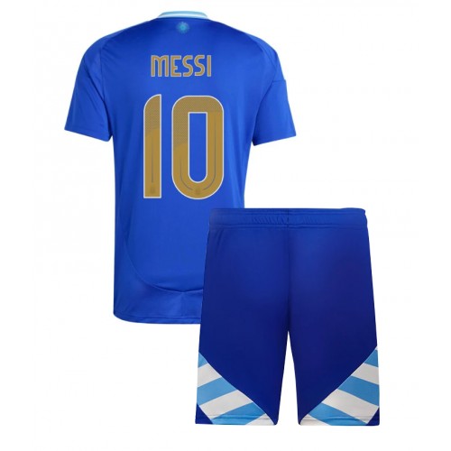 Fotbalové Dres Argentina Lionel Messi #10 Dětské Venkovní Copa America 2024 Krátký Rukáv (+ trenýrky)